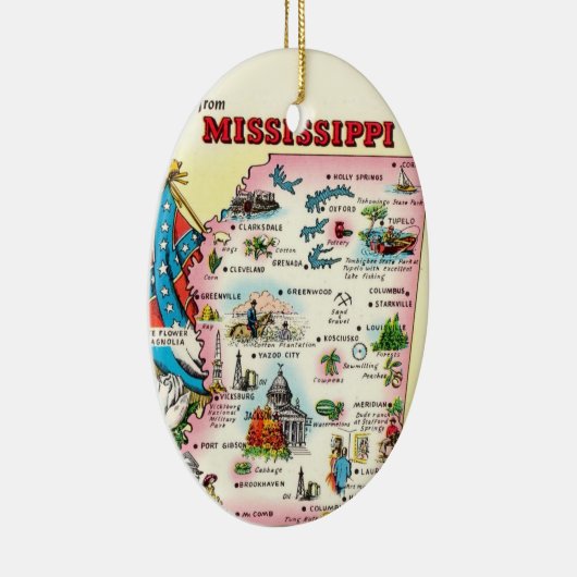 Mississippi Map Keramisch Ornament (Rechts)