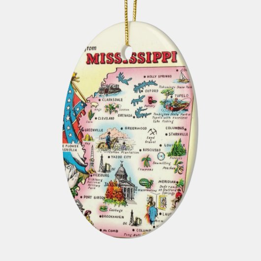 Mississippi Map Keramisch Ornament (Links)