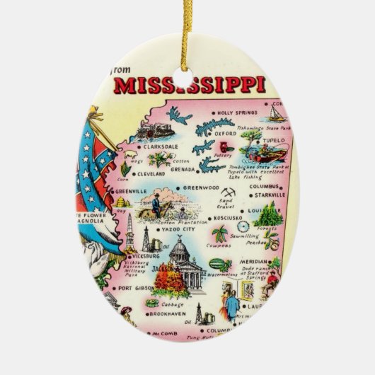 Mississippi Map Keramisch Ornament (Voorkant)