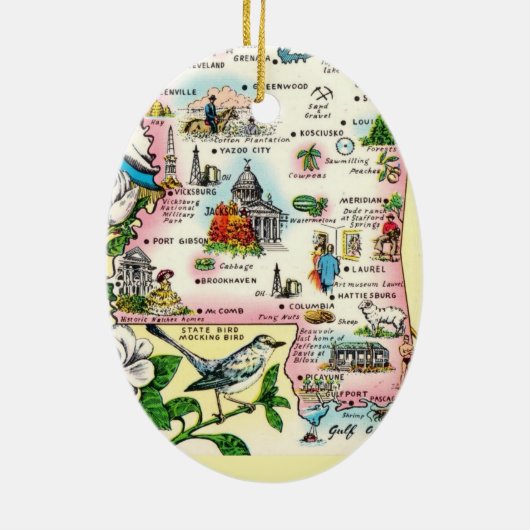 Mississippi Map Keramisch Ornament (Achterkant)