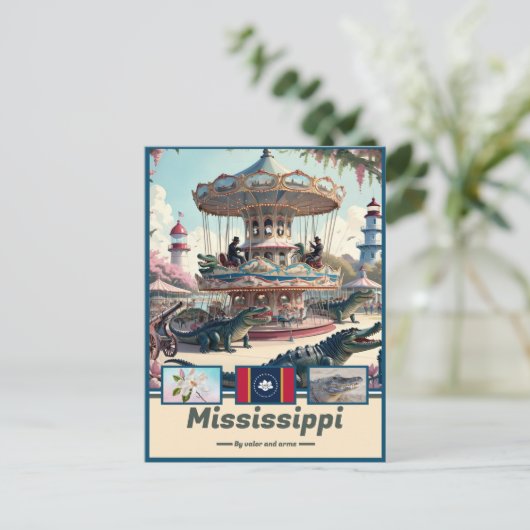 Mississippi Marvels & Motto Briefkaart (Staand voorkant)
