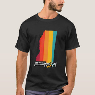 Mississippi Meisje Home State Retro 70s Stripes US T-shirt