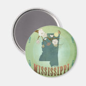 Mississippi Modern  State Map - Groen Magneet (Voorkant / Achterkant)