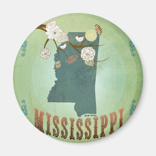 Mississippi Modern  State Map - Groen Magneet (Voorkant)