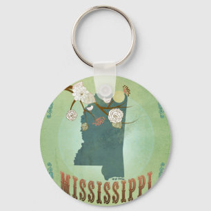 Mississippi Modern  State Map - Groen Sleutelhanger