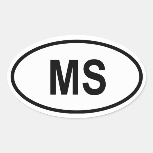 Mississippi "MS" Ovale Sticker (Voorkant)