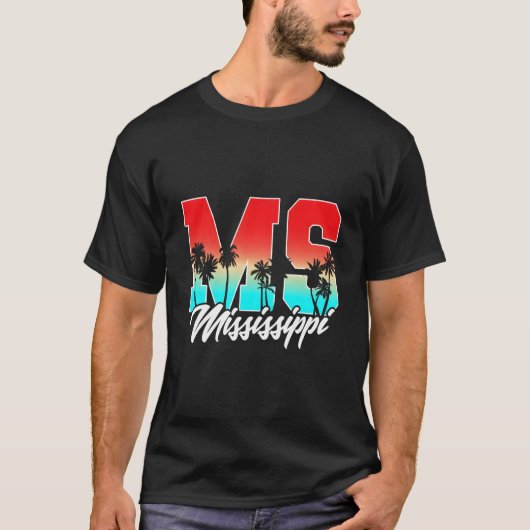 Mississippi Ms Palmboom Staat T-shirt (Voorkant)