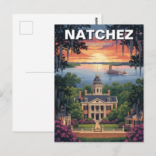 Mississippi Natchez Travel Briefkaart (Voorkant / Achterkant)