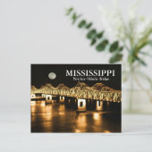 Mississippi Natchez-Vidalia Bridge Gold Moon Briefkaart (Staand voorkant)