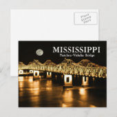 Mississippi Natchez-Vidalia Bridge Gold Moon Briefkaart (Voorkant / Achterkant)