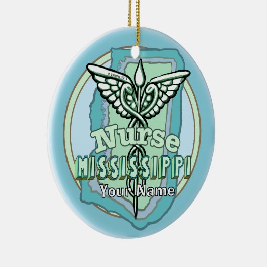 Mississippi Nurse Caduceus  Keramisch Ornament (Rechts)