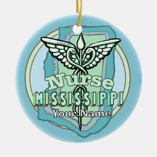 Mississippi Nurse Caduceus  Keramisch Ornament (Voorkant)