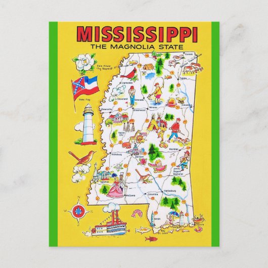 Mississippi Oude Kaart Ansichtkaart (Voorkant)