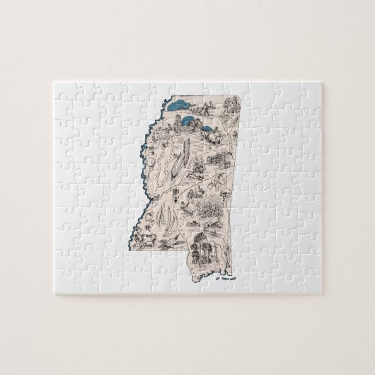 Mississippi Overzicht  kaart van Afbeelding Legpuzzel (Horizontaal)