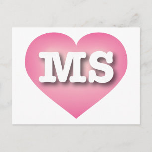 Mississippi Pink Fade Heart - Ik hou van MS Briefkaart