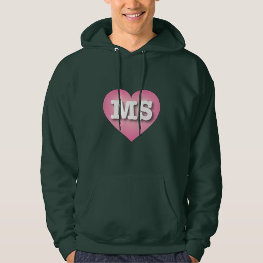 Mississippi Pink Fade Heart - Ik hou van MS Hoodie (Voorkant)
