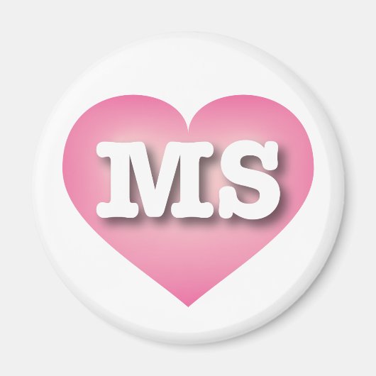 Mississippi Pink Fade Heart - Ik hou van MS Magneet (Voorkant)