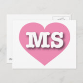 Mississippi Pink Heart - Ik hou van MS Briefkaart (Voorkant / Achterkant)