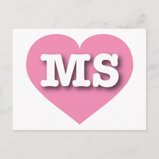 Mississippi Pink Heart - Ik hou van MS Briefkaart (Voorkant)