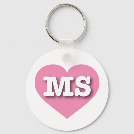 Mississippi Pink Heart - Ik hou van MS Sleutelhanger (Voorkant)