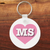 Mississippi Pink Heart - Ik hou van MS Sleutelhanger (Voorkant)