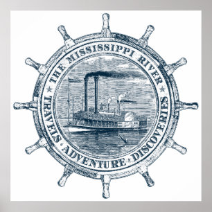 Mississippi Reizen. Adventure. Ontdekking Poster