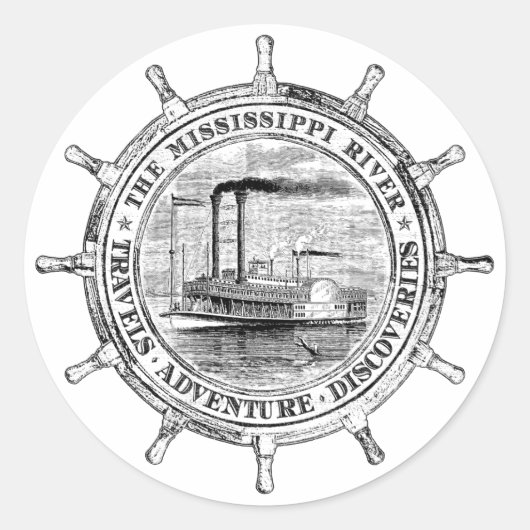 Mississippi Reizen. Adventure. Ontdekking Ronde Sticker (Voorkant)