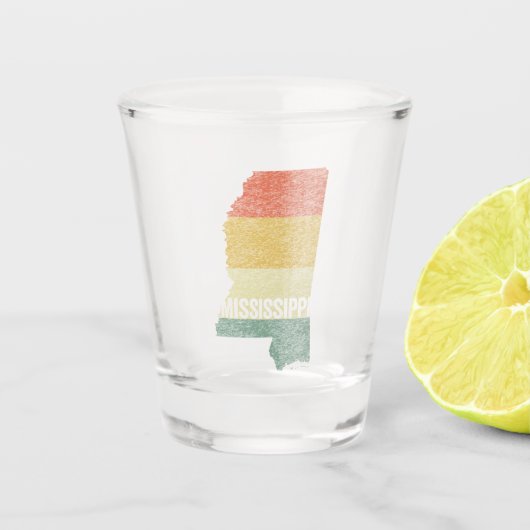 Mississippi Retro Sunset Distress Map Shot Glas (Voorkant)
