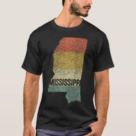 Mississippi Retro Sunset Distress Map T-shirt