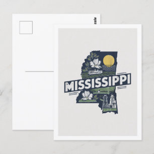 Mississippi Retro Travel Design Iconische Verenigd Briefkaart