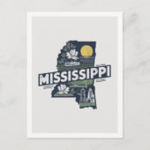 Mississippi Retro Travel Design Iconische Verenigd Briefkaart (Voorkant)