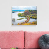 Mississippi River en Wooded Bluffs Canvas Afdruk (Insitu (Woonkamer))