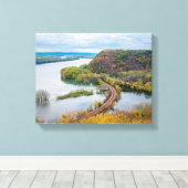Mississippi River en Wooded Bluffs Canvas Afdruk (Insitu (Houten vloer))
