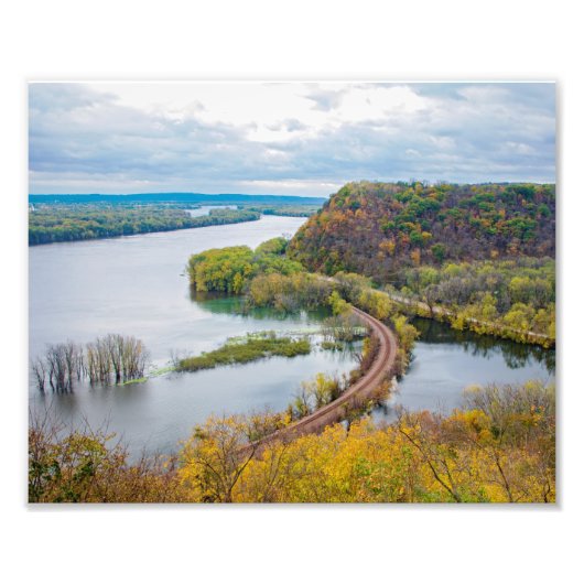Mississippi River en Wooded Bluffs Foto Afdruk (Voorkant)