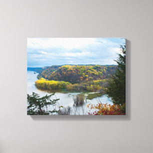 Mississippi River en Woodlands in het najaar Canvas Afdruk