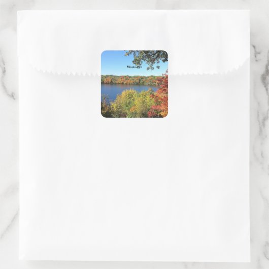 Mississippi River, herfst, Vierkante Sticker (Tas)