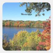 Mississippi River, herfst, Vierkante Sticker (Voorkant)