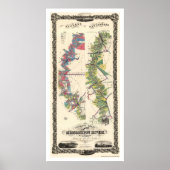 Mississippi River Map 1858 Poster (Voorkant)