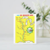 Mississippi River Map Vintage Postcard Briefkaart (Staand voorkant)