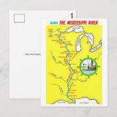 Mississippi River Map Vintage Postcard Briefkaart (Voorkant / Achterkant)