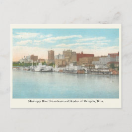 Mississippi River stoomboten en Memphis skyline Briefkaart