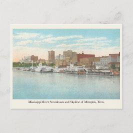 Mississippi River stoomboten en Memphis skyline Briefkaart