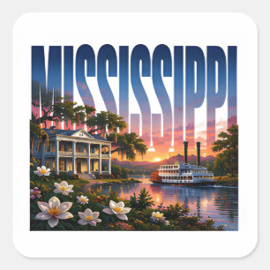Mississippi Rivier Erfgoed Zuidelijke Charme Vierkante Sticker