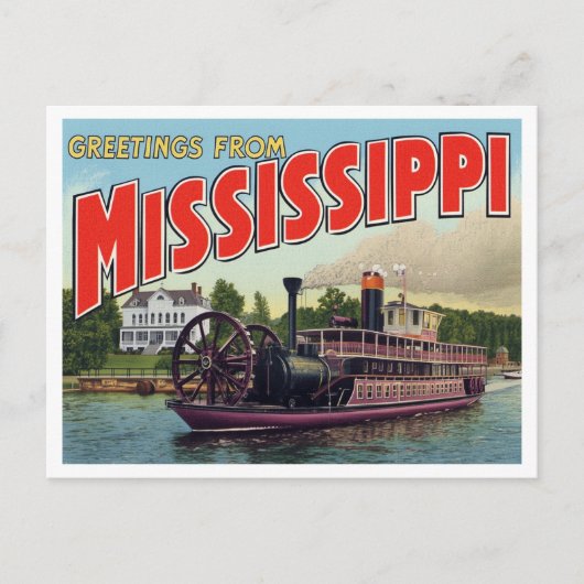 Mississippi Rivierboot Groeten Briefkaart (Voorkant)
