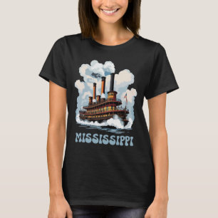 Mississippi Rivierboot Klassiek Blauw Reizen T-shirt