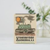 Mississippi rivierboot vintage reisposter briefkaart (Staand voorkant)