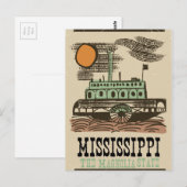 Mississippi rivierboot vintage reisposter briefkaart (Voorkant / Achterkant)