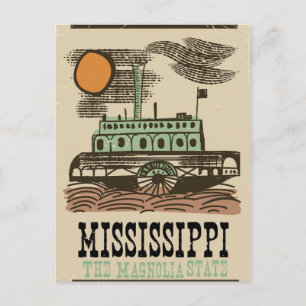 Mississippi rivierboot vintage reisposter briefkaart