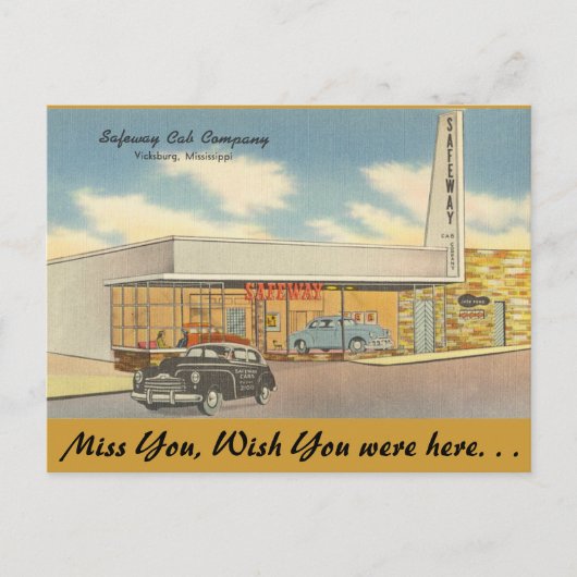 Mississippi, Safeway Cab Co., Vicksburg Briefkaart (Voorkant)