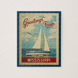 Mississippi Sailboot Vintage Travel Legpuzzel
